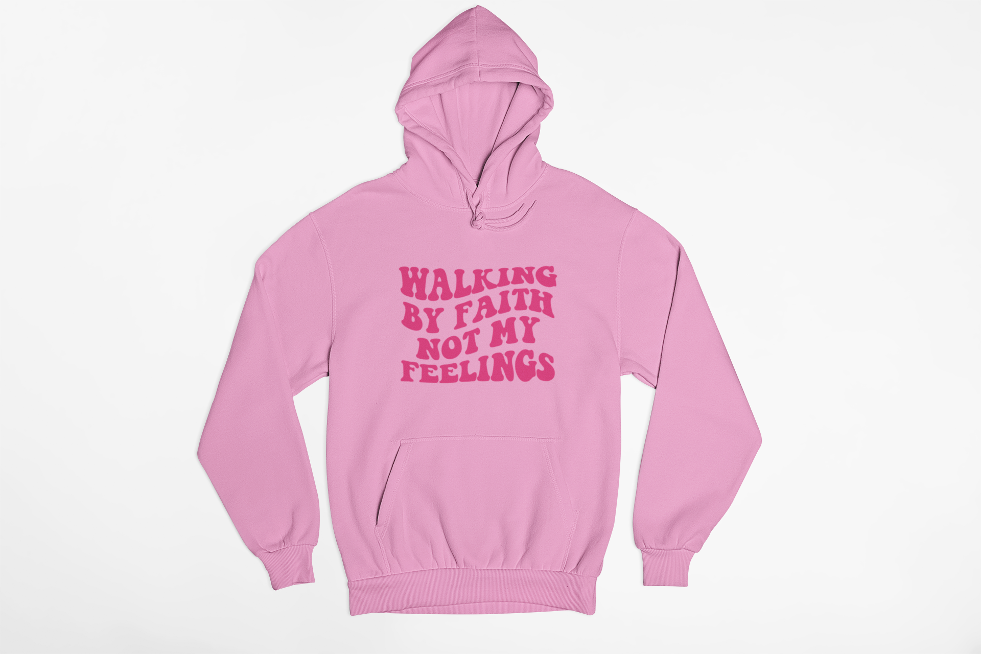 Faith over top feelings hoodie pink
