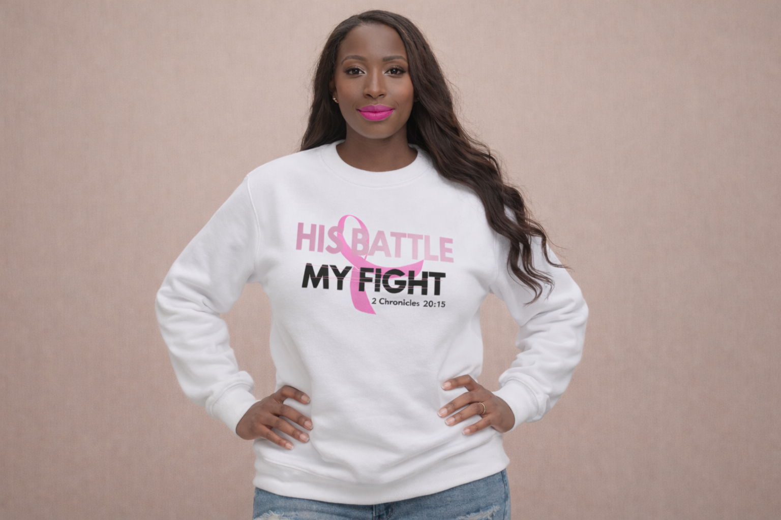 THE BATTLE IS THE LORD'S CANCER AWARENESS SWEATSHIRT - Just Faith No Fear